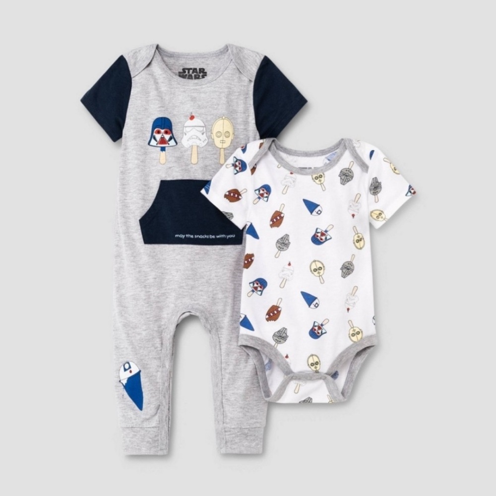 New! Disney Baby Star Wars 2-Piece Outfit Set “May the Snacks Be With You” 6–9M